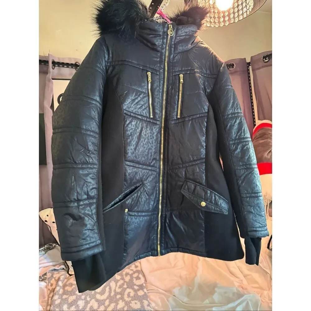 Michael kors mkblack/gold  quilted packable Jacket/coat hooded plus size 1xl